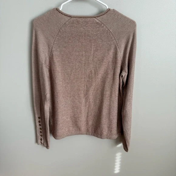 J. McLaughlin Large Jamey Brown Striped Crewneck Sweater VGUC - Picture 5 of 5